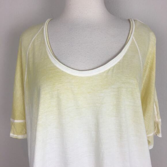 We the Free Yellow White Dip Dye Boxy Short Sleeve Tee Medium - Picture 3 of 7